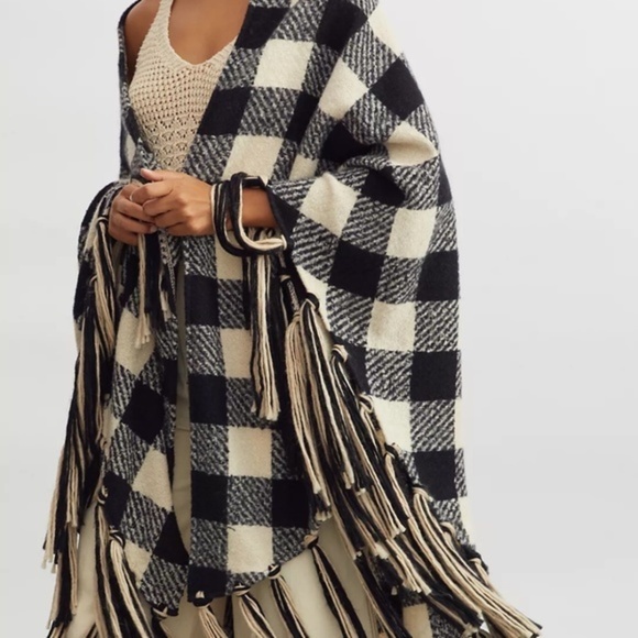 Anthropologie Plaid Fringe Wrap - Picture 8 of 8